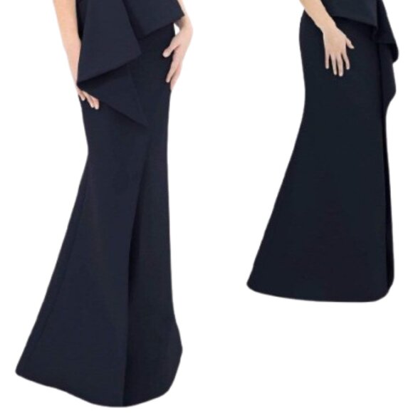 NWT Alexander by Daymor 1361 Stretch Crepe Jersey Formal Gown Navy Size 12 - Picture 2 of 4